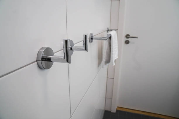 istock towel hanger in the luxury hotel bathroom 1089644414