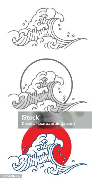 Bigwavevektor Stock Vektor Art und mehr Bilder von Welle - Welle, Japan, Logo