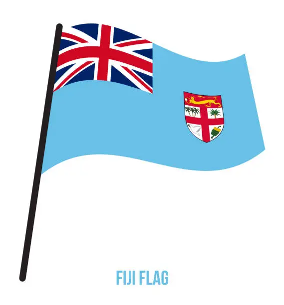 Vector illustration of Fiji Flag Waving Vector Illustration on White Background. Fiji National Flag