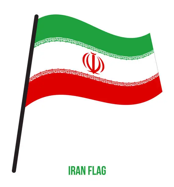 Vector illustration of Iran Flag Waving Vector Illustration on White Background. Iran National Flag