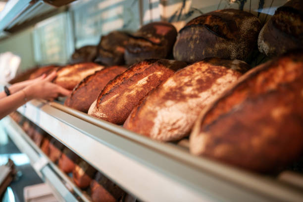 istock Sourdough breads on a shelf in a bakery, Germany 1089654958