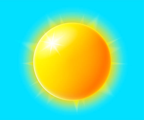 Yellow Sun isolated on blue morning sky vector art illustration