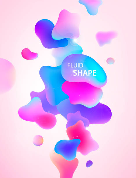 ilustrações de stock, clip art, desenhos animados e ícones de abstract 3d blue, pink and purple gradient drop liquid shapes. fluid neon trendy vertical background - lava lamp