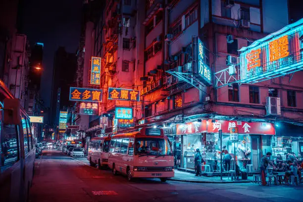 Photo of streets of Hongkong at night