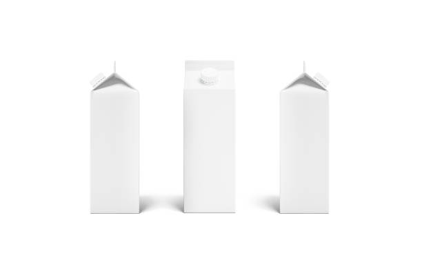 istock Blank white rex juice or milk pack lid mockup set 1089674552