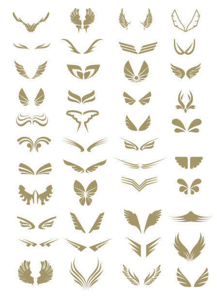 Set of wings Collection of wings, logo symbol isolated on white, vector animal wing stock illustrations