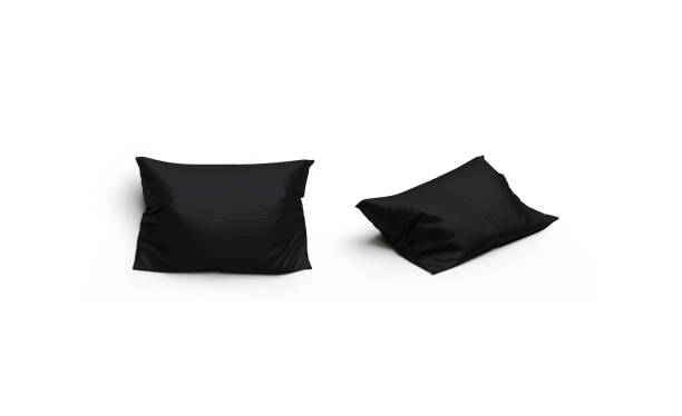 istock Blank black pillow mockup set, front and side view, isolated 1089676628