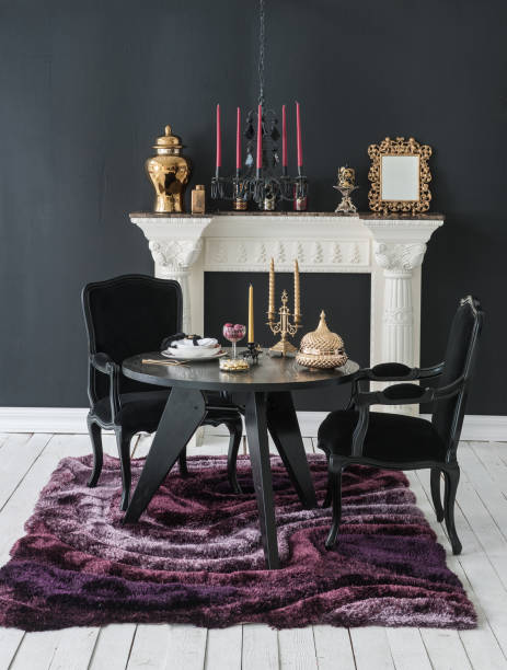 istock Living room fireplace and table style. 1089694798