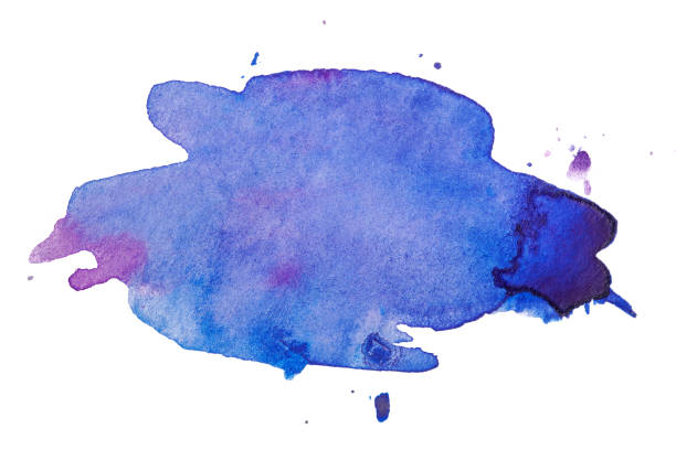 istock Blue watercolor stain, on white background isolated. Hand-drawn blot on white background isolated. 1089695102