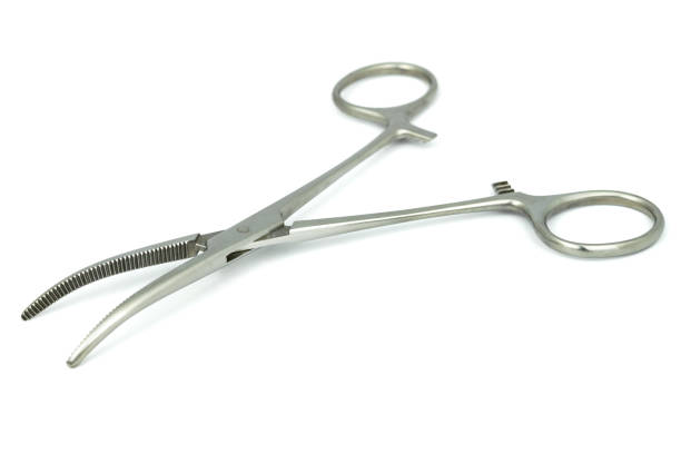 istock Medical tool, The curved artery forceps on the white background 1089695796