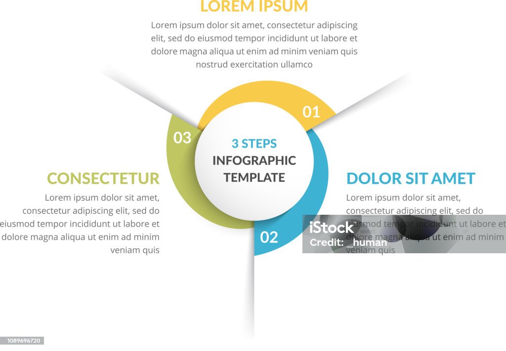 Infografía - tres elementos del círculo - arte vectorial de Número 3 libre de derechos Infografía - tres elementos del círculo - arte vectorial de Número 3 libre de derechos