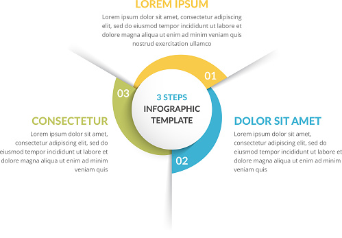 Circle infographic template with three steps or options, process chart, vector eps10 illustration
