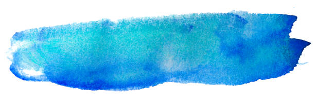 istock Blue watercolor stain, on white background isolated. Hand-drawn blot on white background isolated. 1089697920