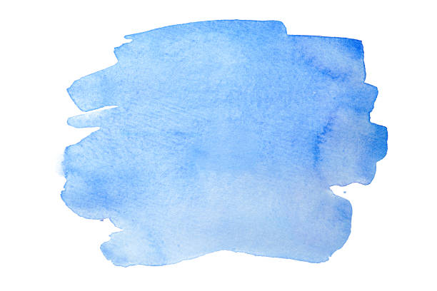 istock Blue watercolor stain, on white background isolated. Hand-drawn blot on white background isolated. 1089698076