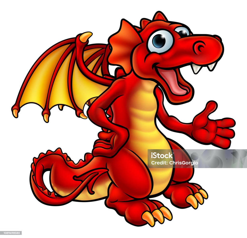 Cartoon Dragon A cute cartoon red dragon childrens character Dragon stock vector