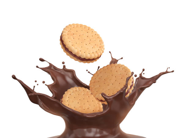 istock Sandwich cookies with chocolate splash. 1089700852