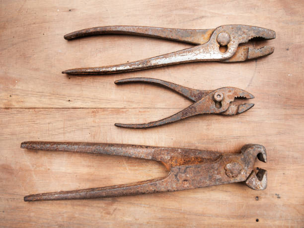istock Old pincer and two old slip joint pliers 1089701668