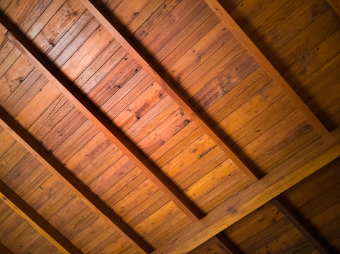 A wooden roof of a house