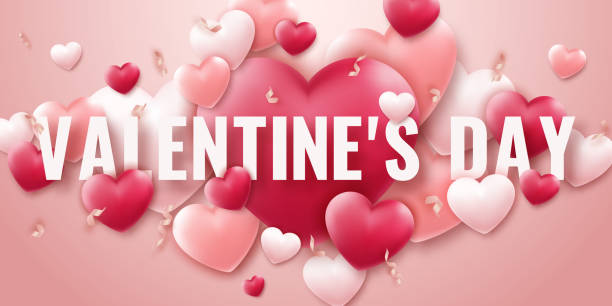 istock Valentines Day background with red and pink hearts, ribbons and text. Holiday card illustration on light background 1089705246