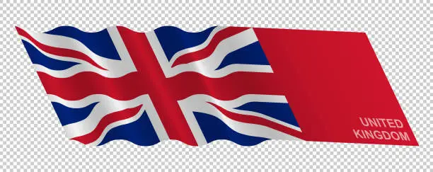 Vector illustration of Vector flag of The United Kingdom waving background
