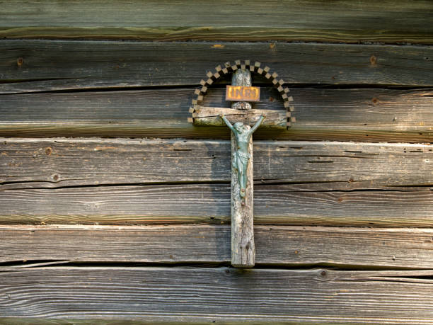 istock Wooden cross on the wall 1089714582