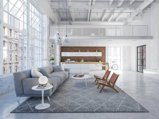 istock new modern city loft apartment. 3d rendering 1089715216