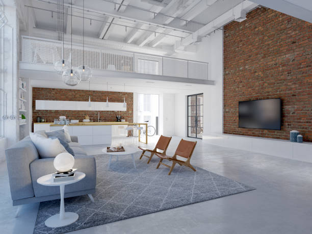 istock new modern city loft apartment. 3d rendering 1089715222