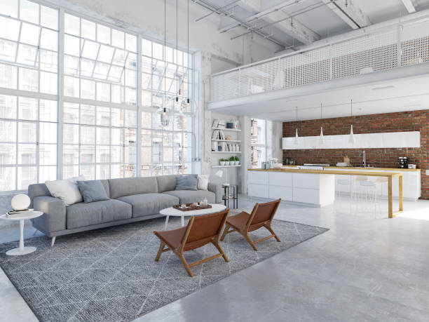 istock new modern city loft apartment. 3d rendering 1089715226
