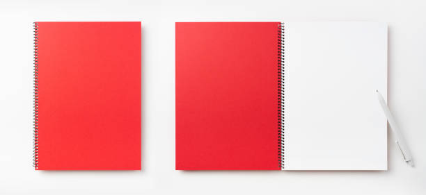 istock Top view of  red spiral notebook, page, pencil 1089717482