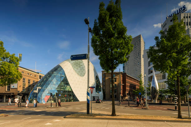 Eindhoven, Netherlands - July 16, 2018; modern futuristic architecture in the city centre of Eindhoven