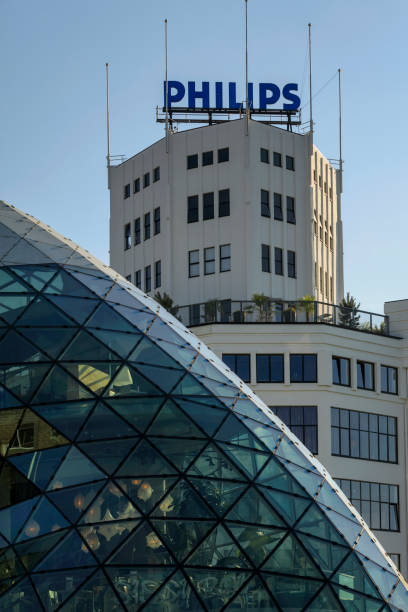 Eindhoven, Netherlands - July 16, 2018; old Philips factory building and modern futuristic architecture in the city centre of Eindhoven