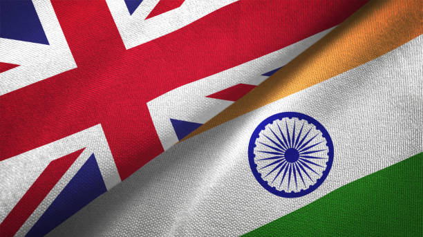 istock India and United Kingdom two flags together realations textile cloth fabric texture 1089726516