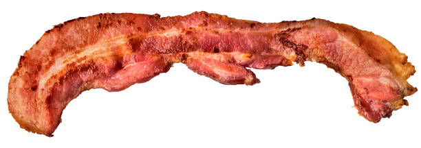 Gourmet Fried Crunchy Pork Bacon Rasher Isolated On White Background