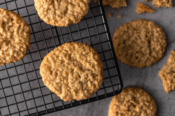 istock Top view of oats cookies 1089727862