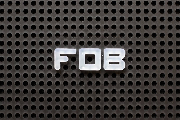 istock Black color pegboard with white letter in word FOB (Abbreviation of free on board) 1089728778
