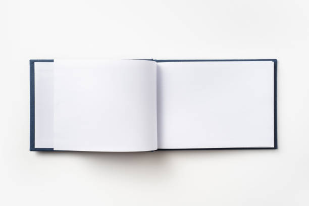istock Top view of blue notebook with open page 1089728812