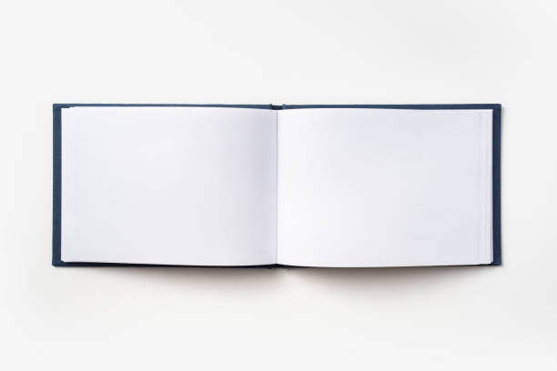istock Top view of blue notebook with open page 1089728890