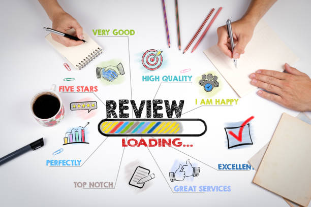Customer Experience and Online Review Concept Customer Experience and Online Review Concept. The meeting at the white office table adulation stock pictures, royalty-free photos & images