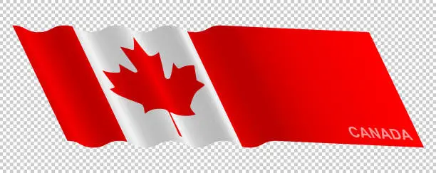 Vector illustration of Vector flag of Canada waving background