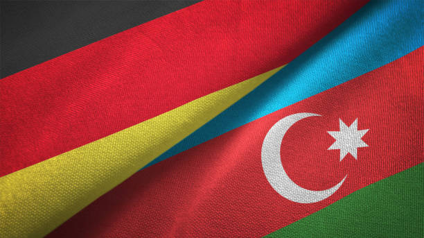 istock Azerbaijan and Germany two flags together realations textile cloth fabric texture 1089734610