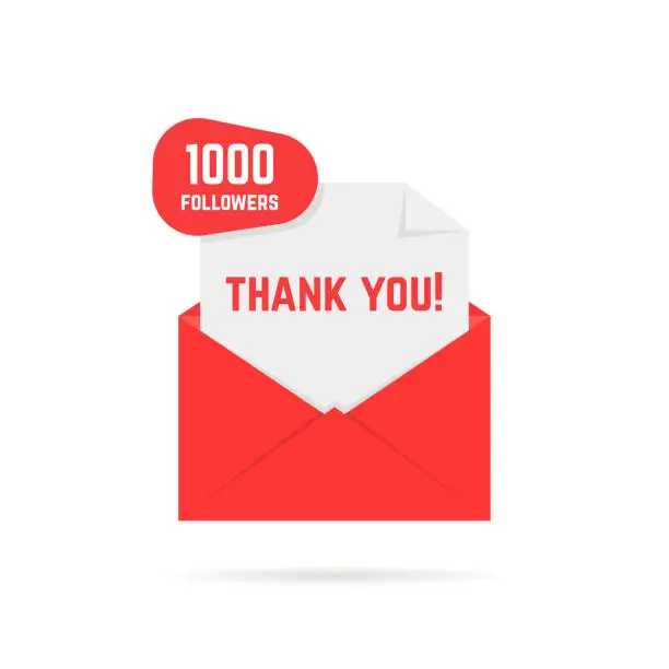 Vector illustration of 1000 followers thank you card