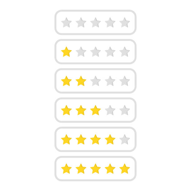 illustrations, cliparts, dessins animés et icônes de la valeur de résumé classement cinq étoiles - interface icons push button square shape badge