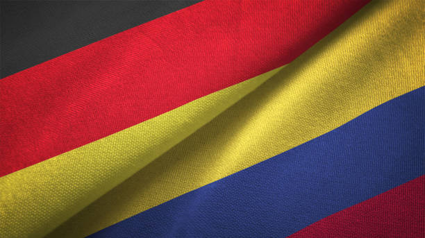 istock Colombia and Germany two flags together realations textile cloth fabric texture 1089736346