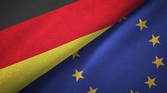 European Union and Germany flag together realtions textile cloth fabric texture