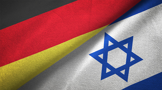 Israel and Germany flag together realtions textile cloth fabric texture