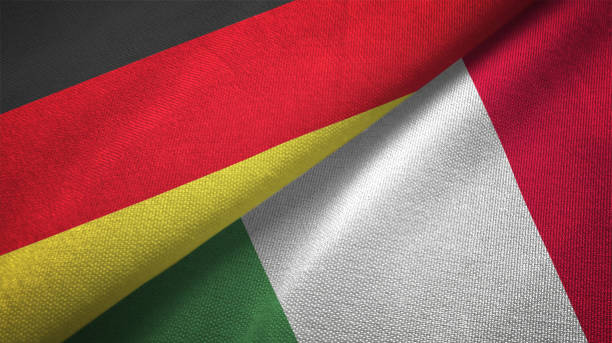 istock Italy and Germany two flags together realations textile cloth fabric texture 1089736566
