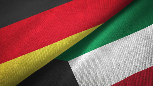istock Kuwait and Germany two flags together realations textile cloth fabric texture 1089736798