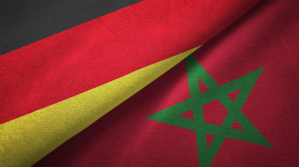 istock Morocco and Germany two flags together realations textile cloth fabric texture 1089737114