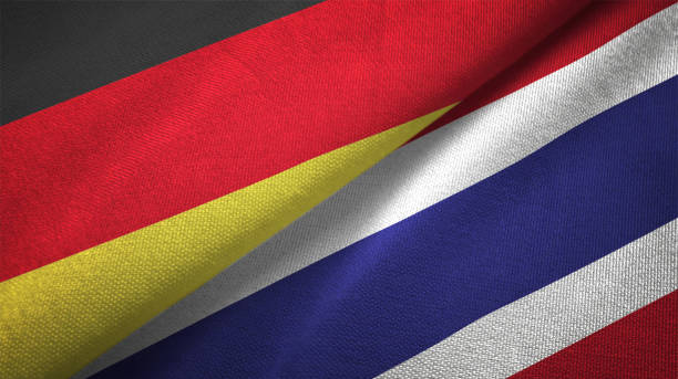 istock Thailand and Germany two flags together realations textile cloth fabric texture 1089737570
