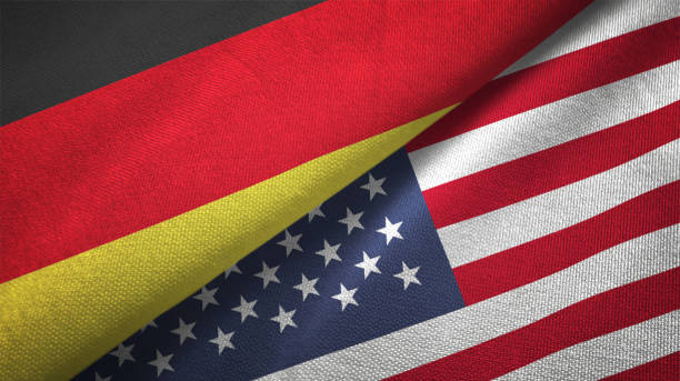 istock United States and Germany two flags together realations textile cloth fabric texture 1089737794